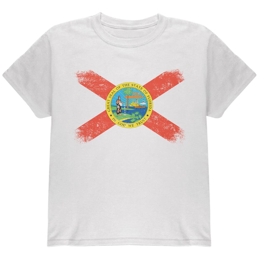 Born and Raised Florida State Flag Youth T Shirt Youth T-Shirts Old Glory LG White