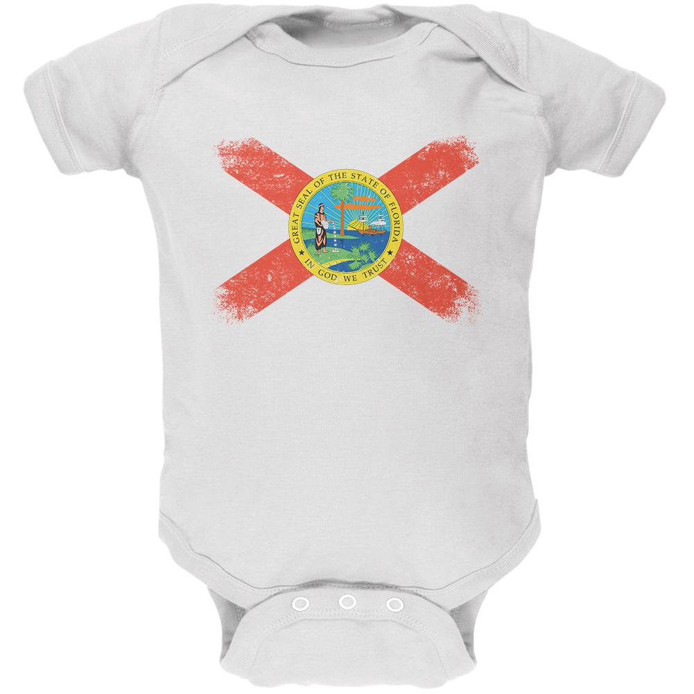 Born and Raised Florida State Flag Soft Baby One Piece Baby One Piece Old Glory 0-3M White