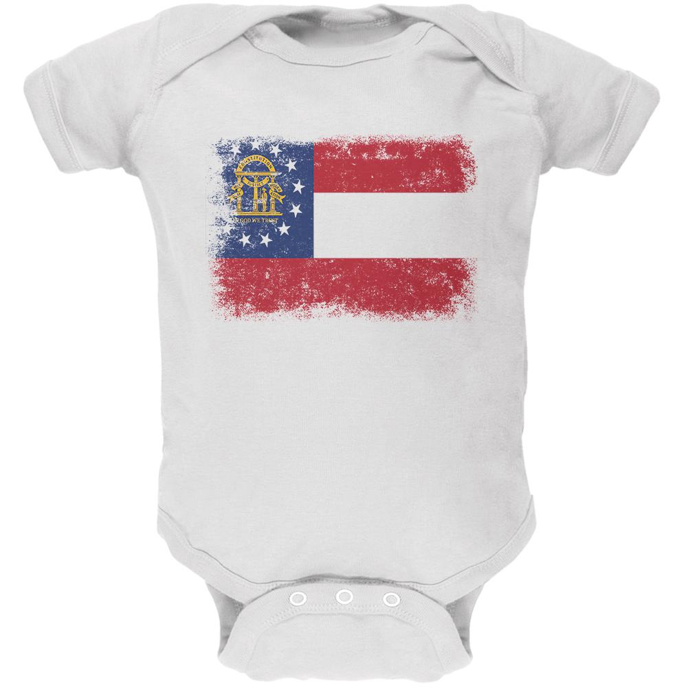 Born and Raised Georgia State Flag Soft Baby One Piece Baby One Piece Old Glory 0-3M White