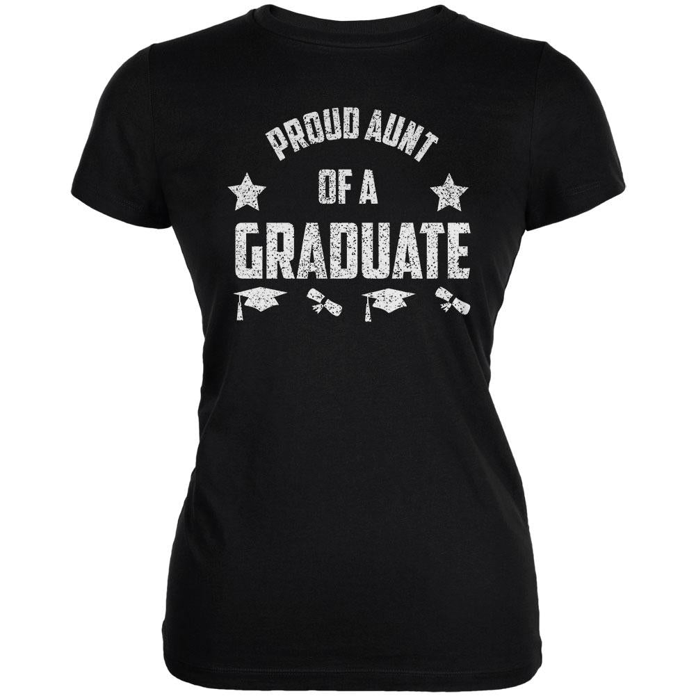 Proud Aunt Graduate Juniors Soft T Shirt Juniors T-Shirts Old Glory 2XL Black