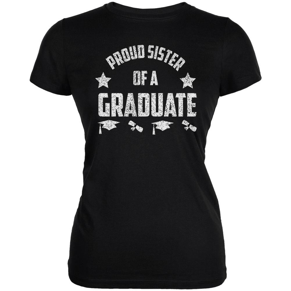 Proud Sister Graduate Juniors Soft T Shirt Juniors T-Shirts Old Glory 2XL Black