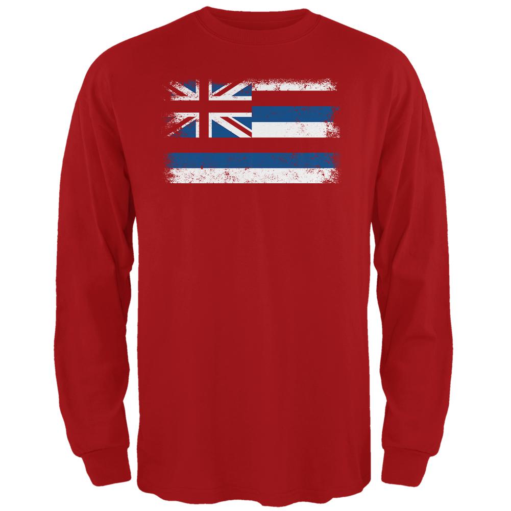 Born and Raised Hawaii State Flag Mens Long Sleeve T Shirt Men's Long Sleeves Old Glory 2XL Red