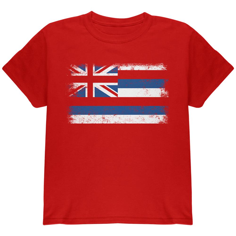 Born and Raised Hawaii State Flag Youth T Shirt Youth T-Shirts Old Glory LG Red