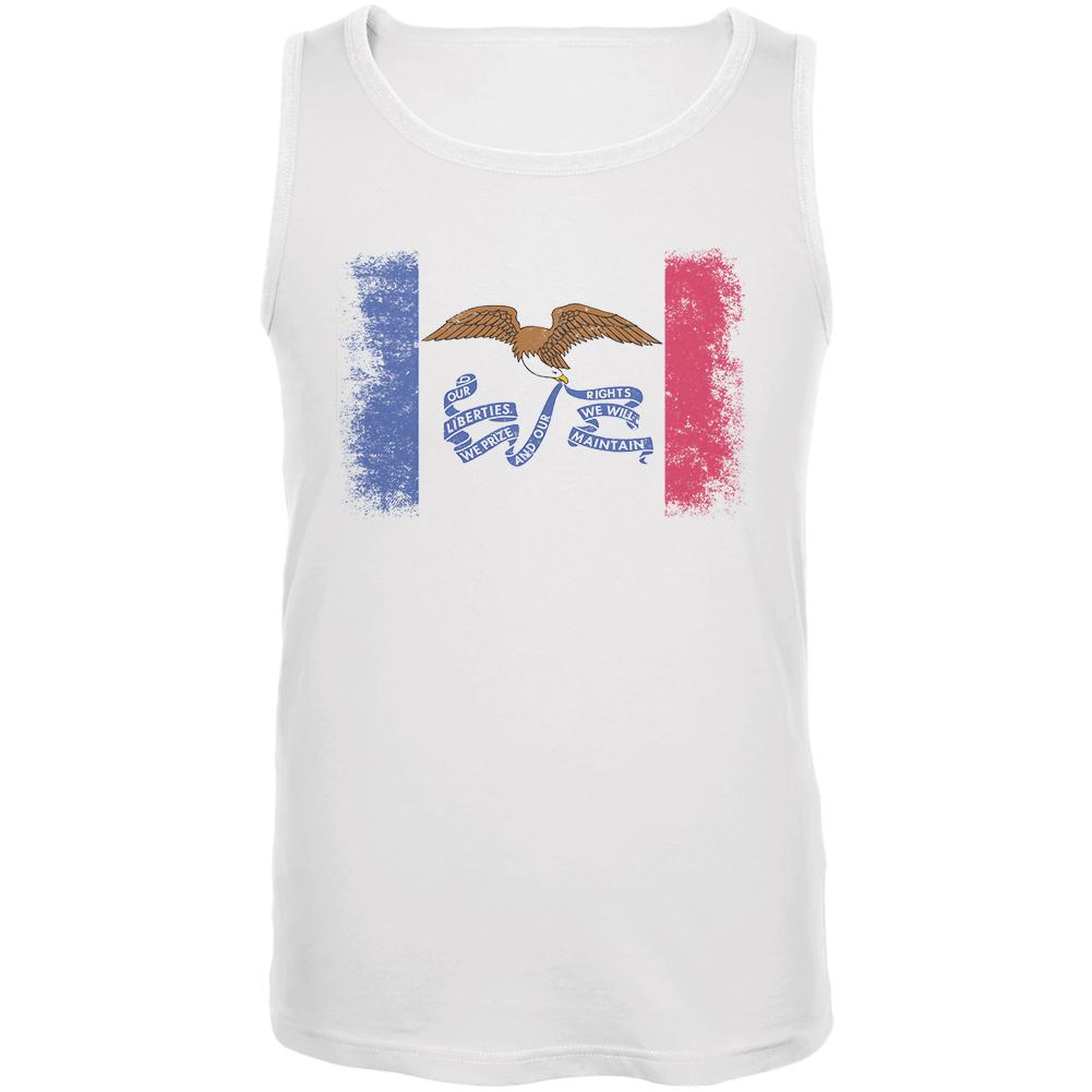 Born and Raised Iowa State Flag Mens Tank Top Men's Tank Tops Old Glory 2XL White