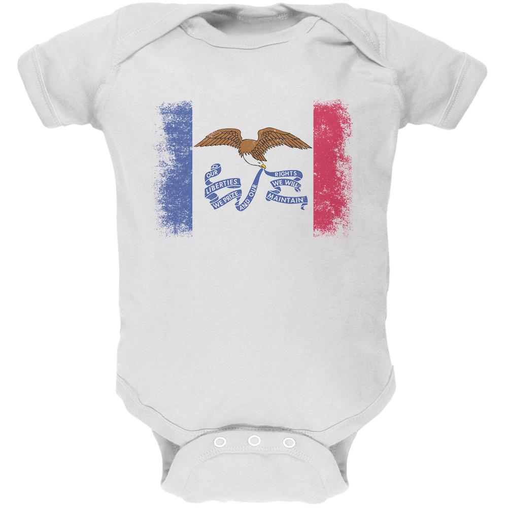 Born and Raised Iowa State Flag Soft Baby One Piece Baby One Piece Old Glory 0-3M White
