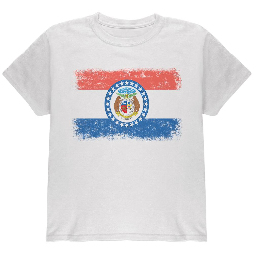 Born and Raised Missouri State Flag Youth T Shirt Youth T-Shirts Old Glory LG White