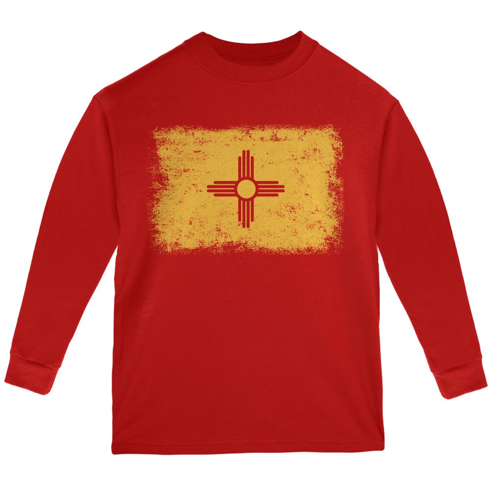 Born and Raised New Mexico State Flag Youth Long Sleeve T Shirt Youth Long Sleeves Old Glory LG Red