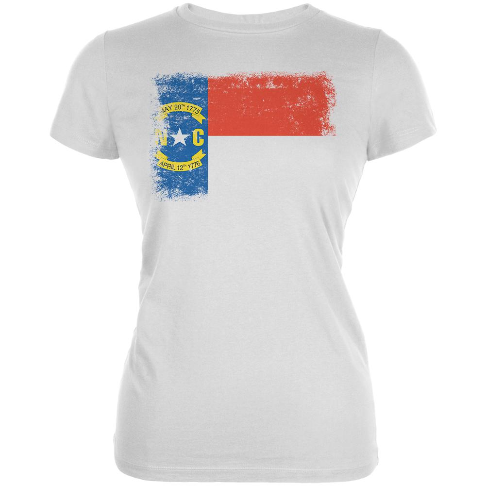 Born and Raised North Carolina State Flag Juniors Soft T Shirt Juniors T-Shirts Old Glory 2XL White