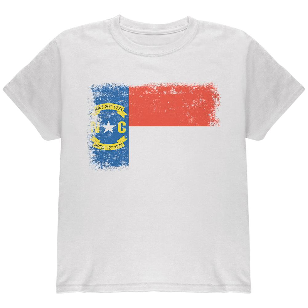 Born and Raised North Carolina State Flag Youth T Shirt Youth T-Shirts Old Glory LG White