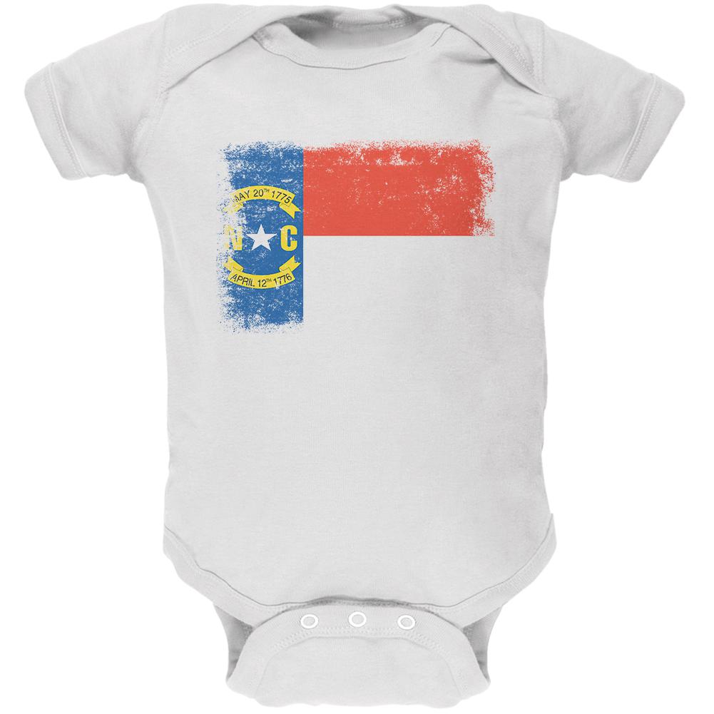 Born and Raised North Carolina State Flag Soft Baby One Piece Baby One Piece Old Glory 0-3M White