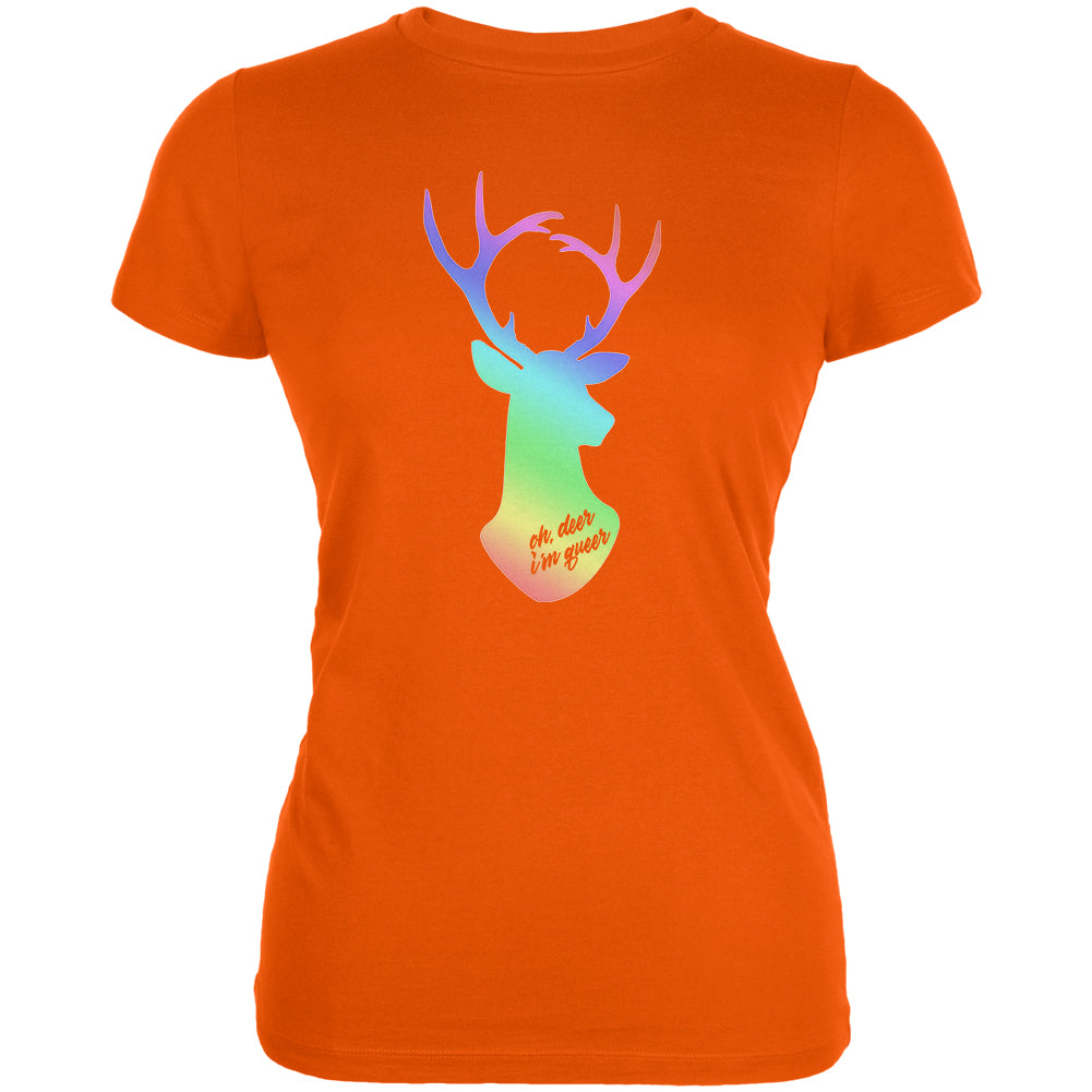 LGBTQ Oh Deer I'm Queer Juniors Soft T Shirt Juniors T-Shirts LGBT 2XL Orange