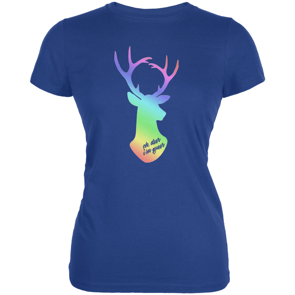 LGBTQ Oh Deer I'm Queer Juniors Soft T Shirt Juniors T-Shirts LGBT 2XL Royal