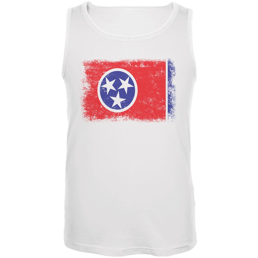 Born and Raised Tennessee State Flag Mens Tank Top Men's Tank Tops Old Glory 2XL White