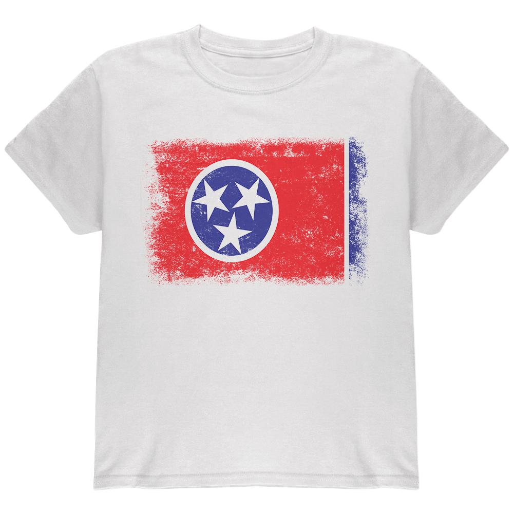 Born and Raised Tennessee State Flag Youth T Shirt Youth T-Shirts Old Glory LG White