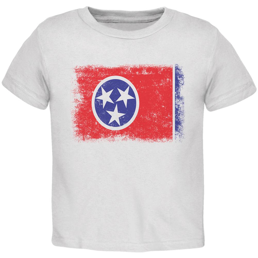 Born and Raised Tennessee State Flag Toddler T Shirt Toddler T-Shirts Old Glory 2T White