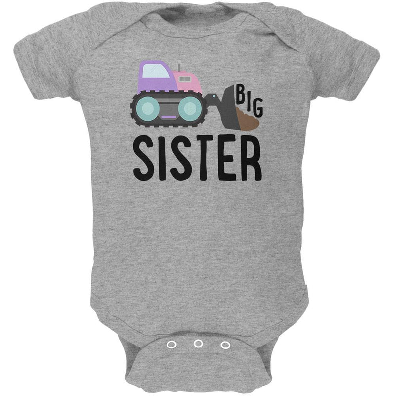 Big Sister Construction Truck Digger Soft Baby One Piece Baby One Piece Old Glory 0-3M Heather