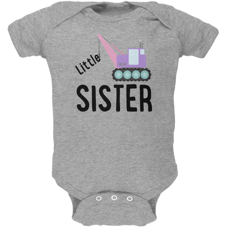 Little Sister Construction Truck Crane Soft Baby One Piece Baby One Piece Old Glory 0-3M Heather