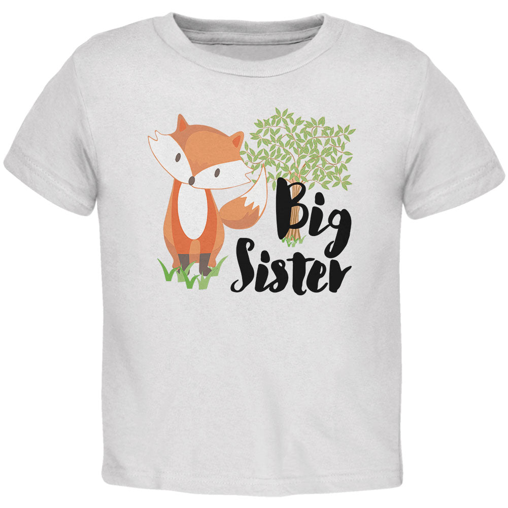 Big Sister Cute Fox Woodland Nature Toddler T Shirt Toddler T-Shirts Old Glory 2T White