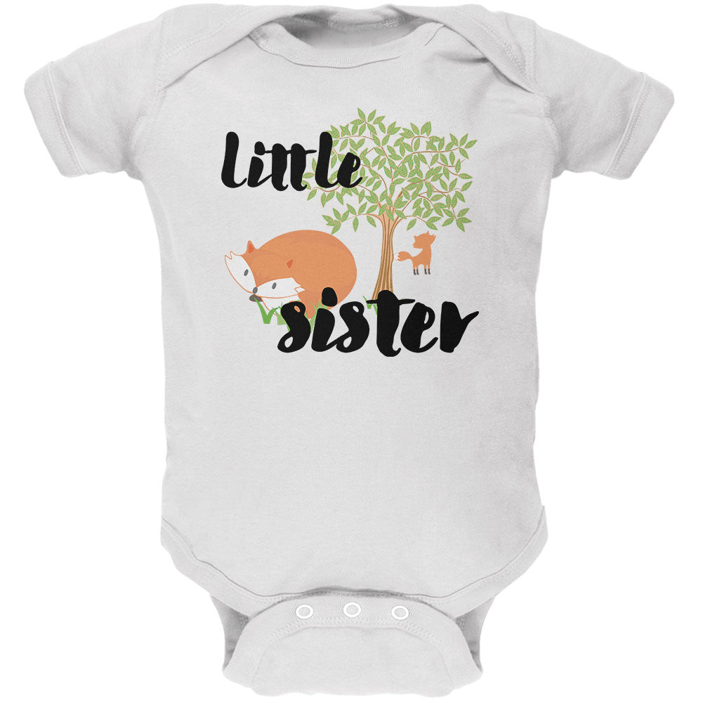 Little Sister Cute Fox Woodland Nature Soft Baby One Piece Baby One Piece Old Glory 0-3M White