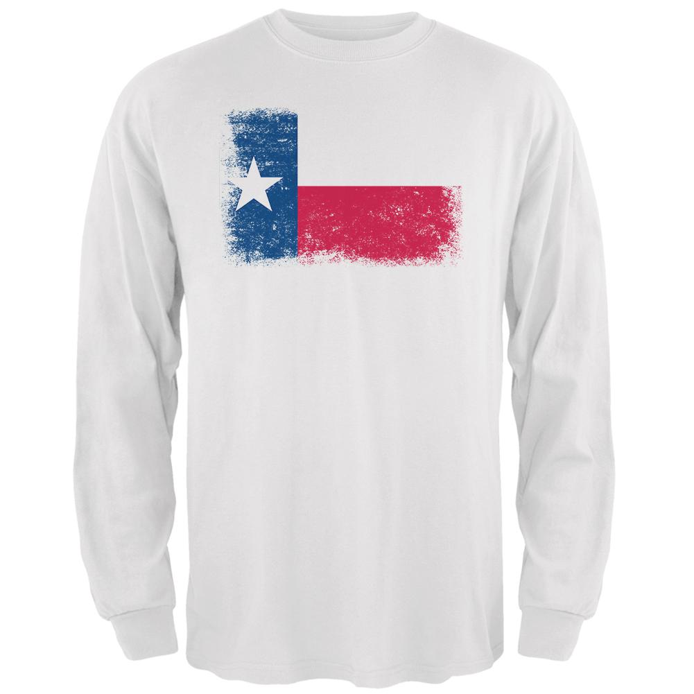 Born and Raised Texas State Flag Mens Long Sleeve T Shirt Men's Long Sleeves Old Glory 2XL White