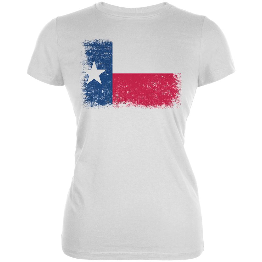 Born and Raised Texas State Flag Juniors Soft T Shirt Juniors T-Shirts Old Glory 2XL White