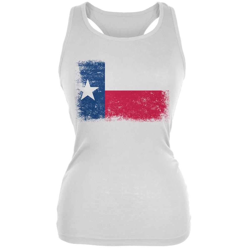 Born and Raised Texas State Flag Juniors Soft Tank Top Juniors Tank Tops Old Glory 2XL White