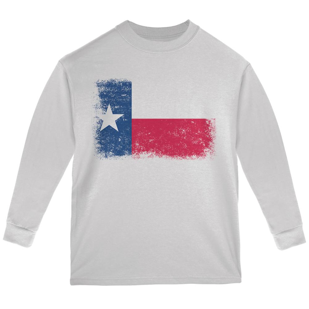 Born and Raised Texas State Flag Youth Long Sleeve T Shirt Youth Long Sleeves Old Glory LG White