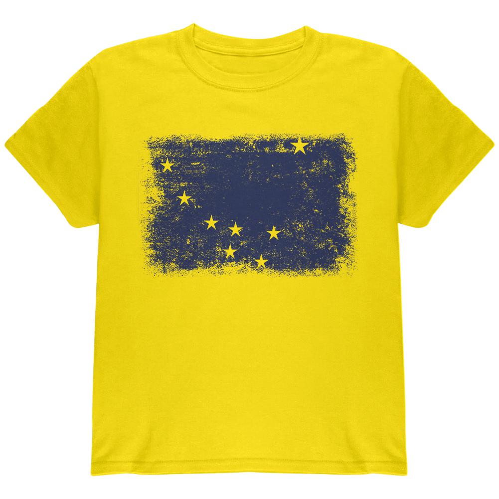 Born and Raised Alaska State Flag Youth T Shirt Youth T-Shirts Old Glory LG Yellow