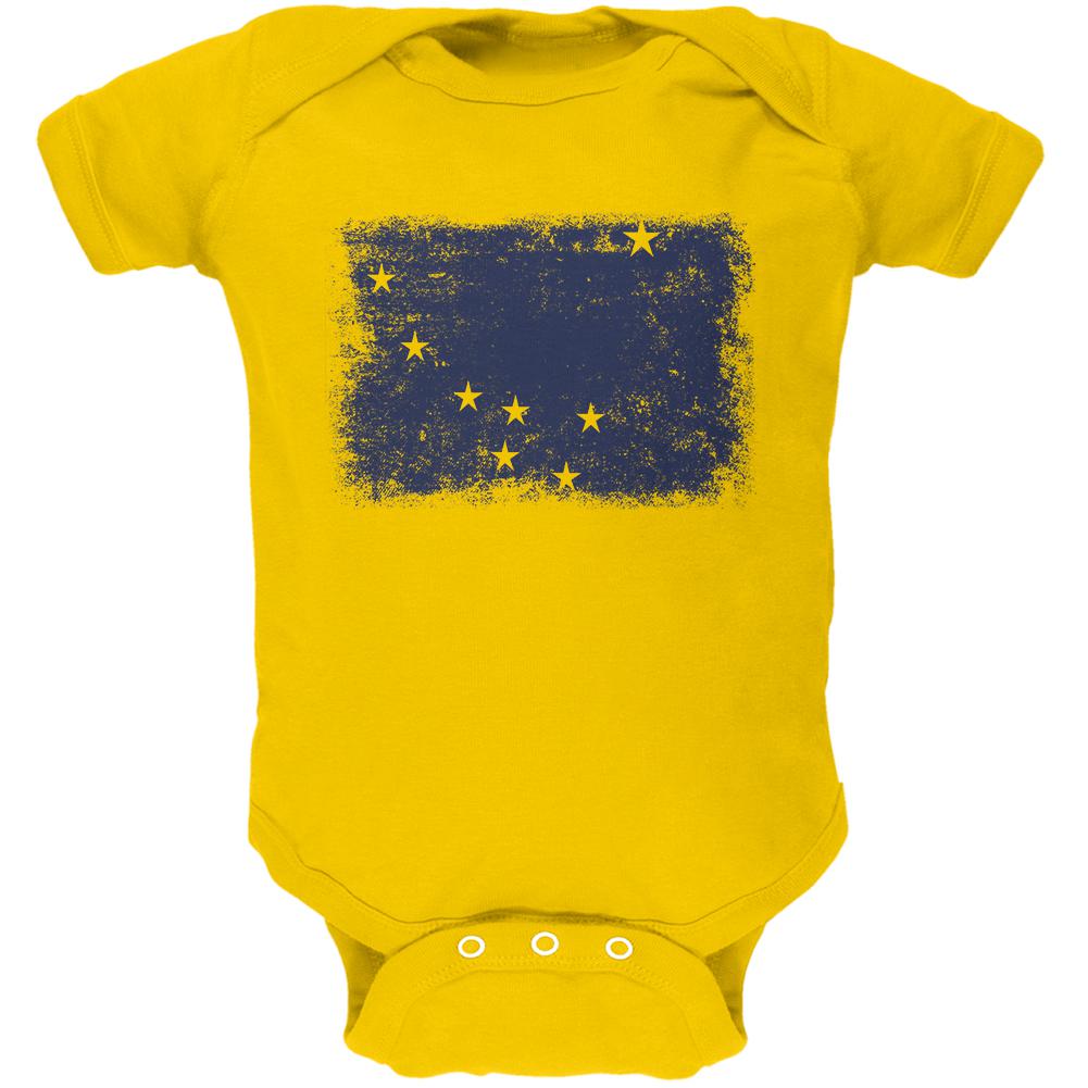 Born and Raised Alaska State Flag Soft Baby One Piece Baby One Piece Old Glory 0-3M Yellow