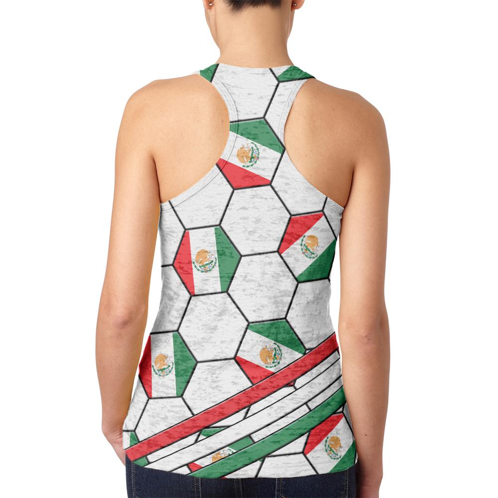 World Cup Mexico Soccer Ball Juniors Burnout Racerback Tank Top Juniors Tank Tops Old Glory