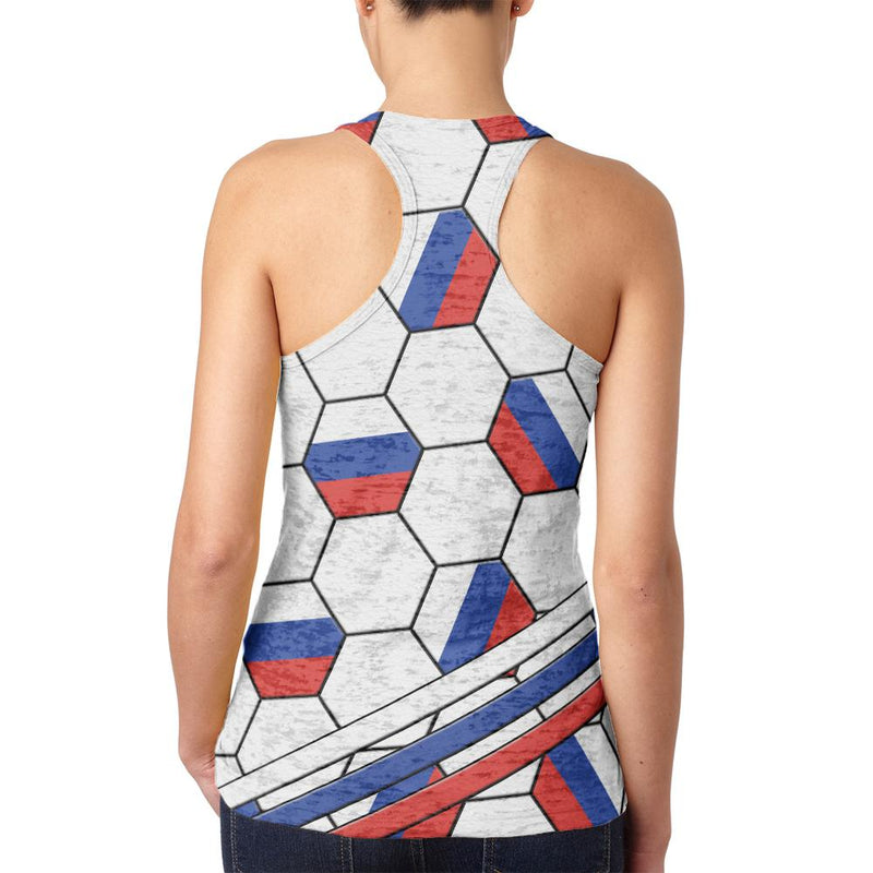 World Cup Russia Soccer Ball Juniors Burnout Racerback Tank Top Juniors Tank Tops Old Glory