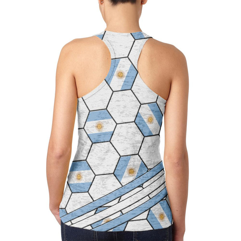 World Cup Argentina Soccer Ball Juniors Burnout Racerback Tank Top Juniors Tank Tops Old Glory