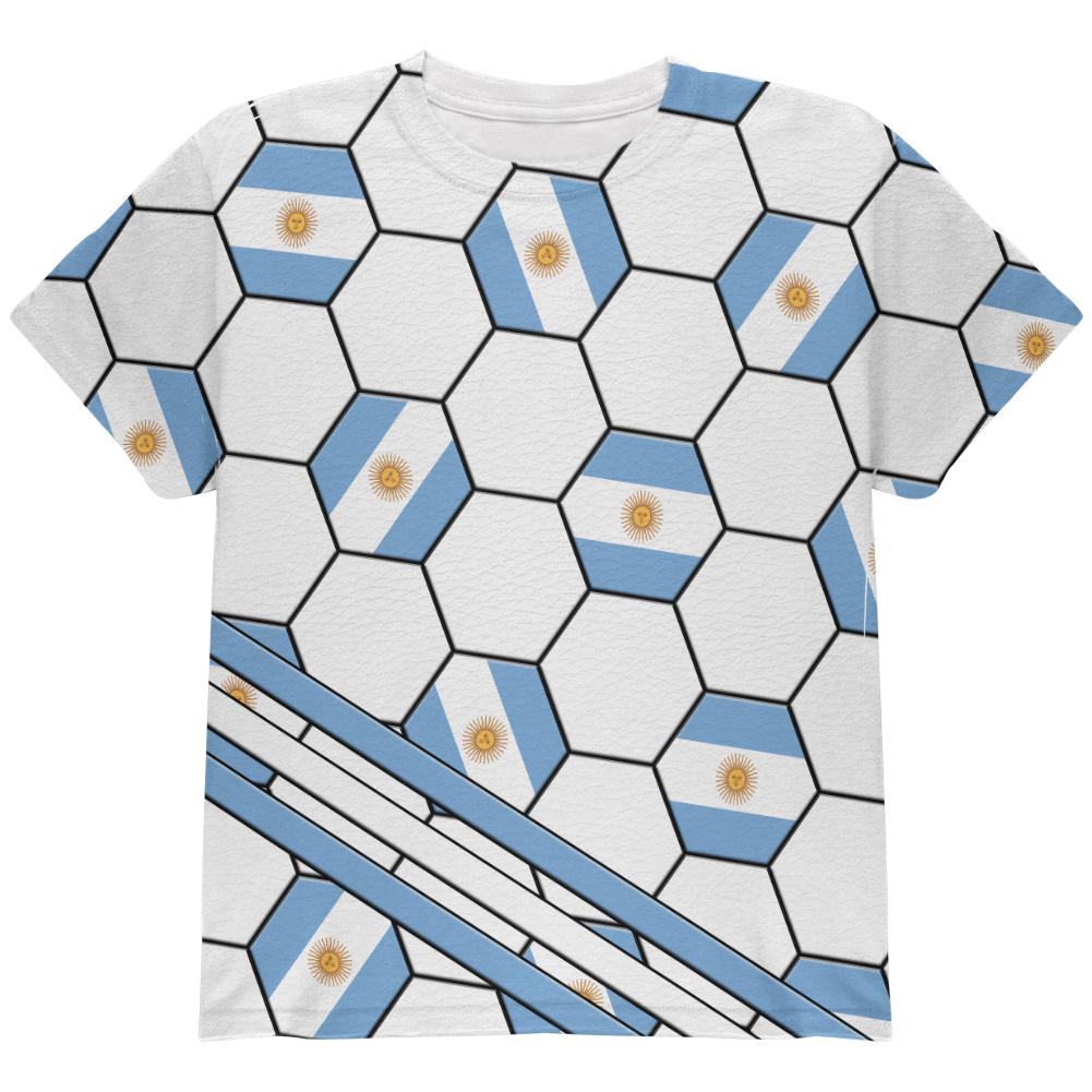 World Cup Argentina Soccer Ball All Over Youth T Shirt Youth T-Shirts Old Glory LG Multi