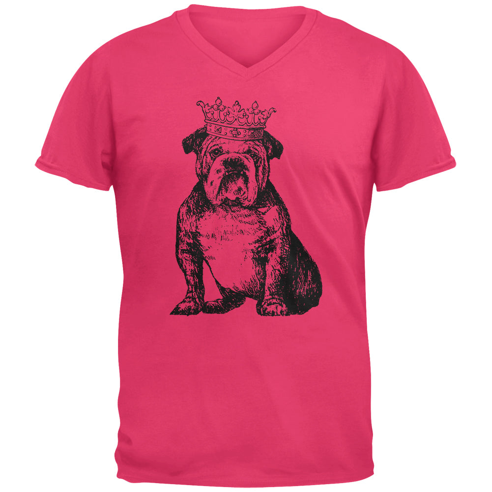 Bulldog Crown Mens V-Neck T Shirt Men's T-Shirts Old Glory 2XL Red