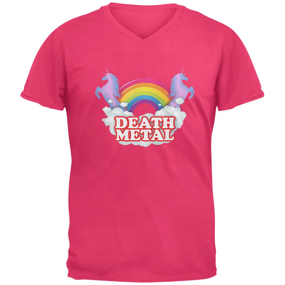 Death Metal Rainbow Mens V-Neck T Shirt Men's T-Shirts Old Glory 2XL Hot Pink