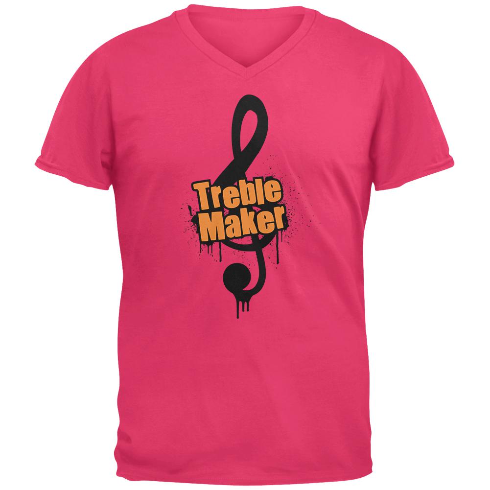 Band Geek Treble Maker Mens V-Neck T Shirt Men's T-Shirts Old Glory 2XL Hot Pink