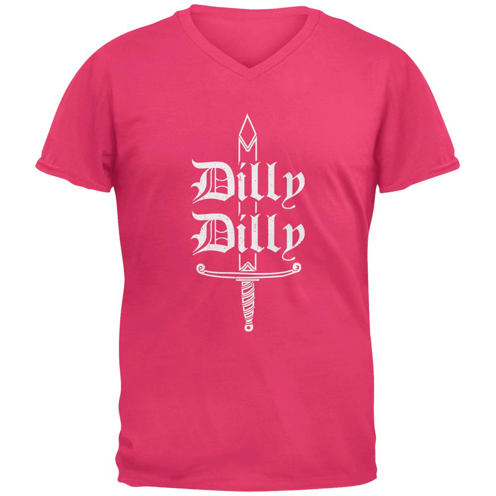 Dilly Dilly Sword Olde English Mens V-Neck T Shirt Men's T-Shirts Old Glory 2XL Hot Pink