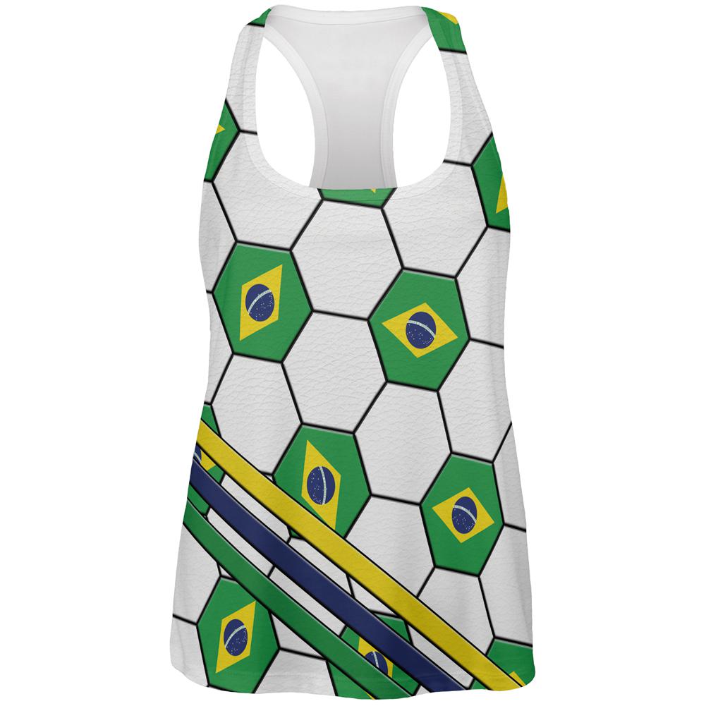World Cup Brazil Soccer Ball All Over Womens Work Out Tank Top Women's Tank Tops Old Glory 2XL Multi