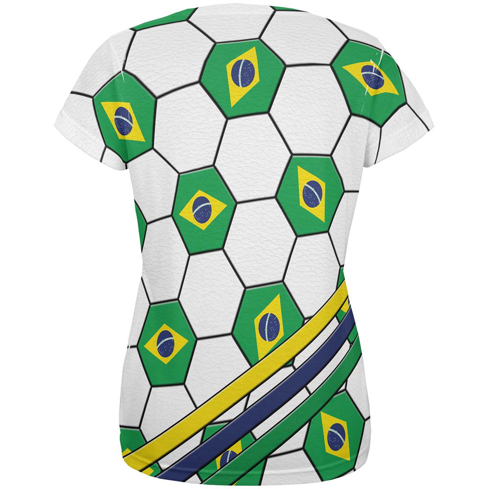 World Cup Brazil Soccer Ball All Over Womens T Shirt Women's T-Shirts Old Glory