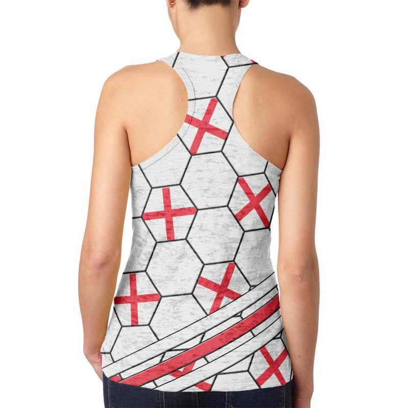 World Cup England Soccer Ball Juniors Burnout Racerback Tank Top Juniors Tank Tops Old Glory