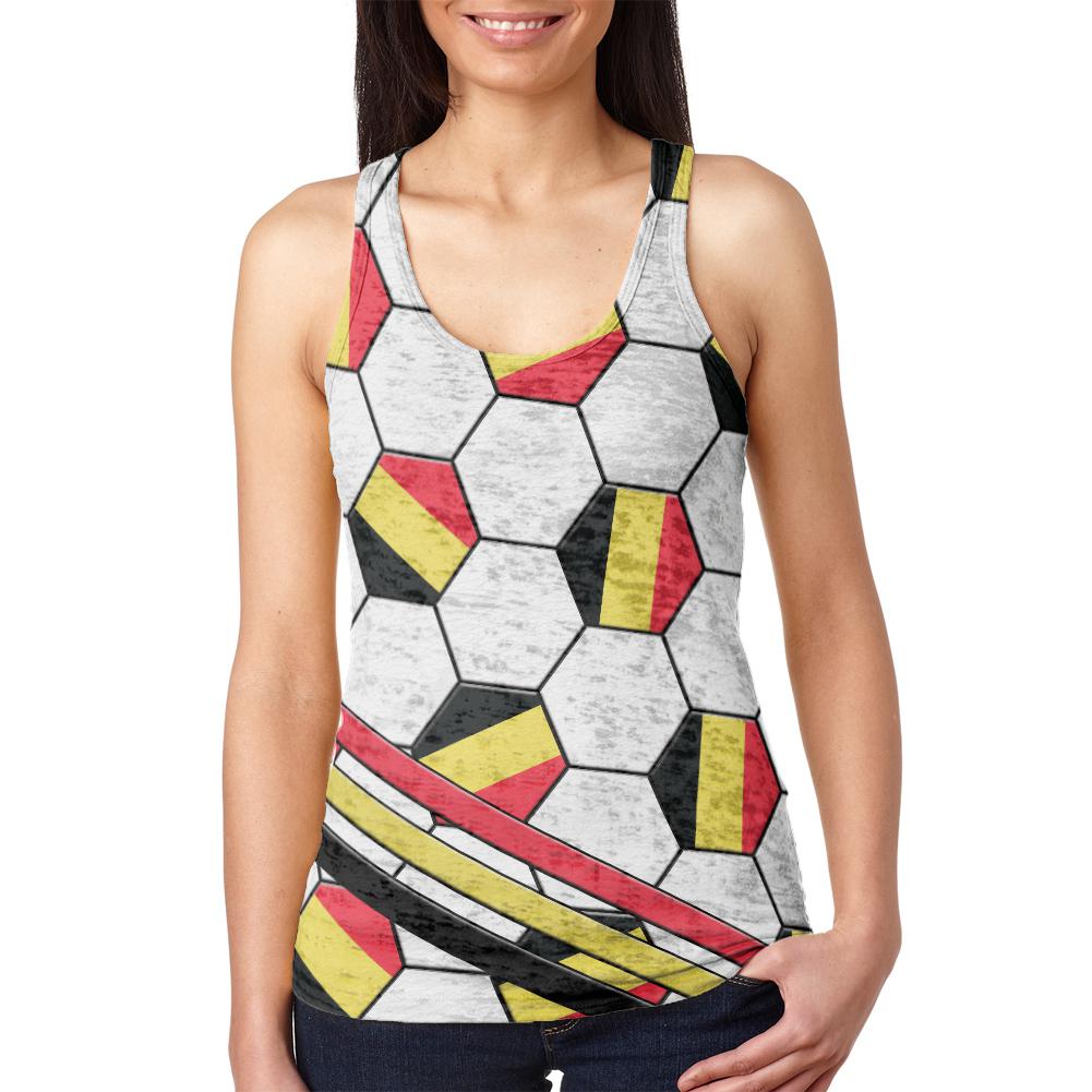 World Cup Belgium Soccer Ball Juniors Burnout Racerback Tank Top Juniors Tank Tops Old Glory 2XL Multi