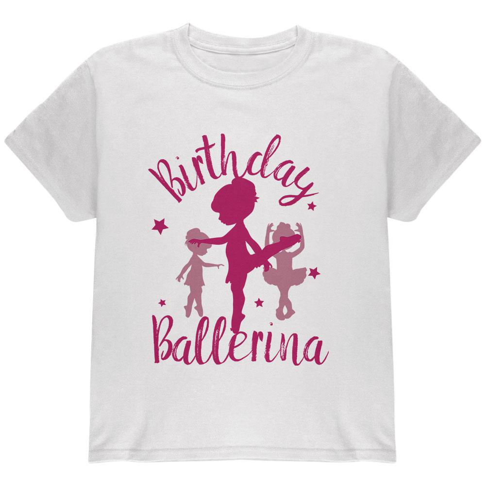 Birthday Girl Ballerina Youth T Shirt Youth T-Shirts Old Glory LG White