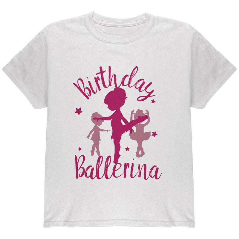 Birthday Girl Ballerina Youth T Shirt Youth T-Shirts Old Glory LG White