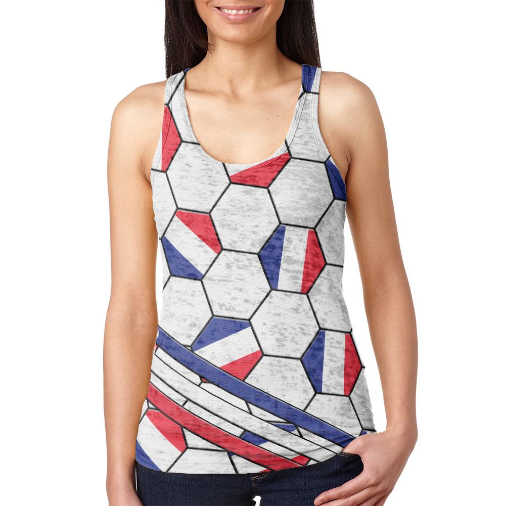 World Cup France Soccer Ball Juniors Burnout Racerback Tank Top Juniors Tank Tops Old Glory 2XL Multi