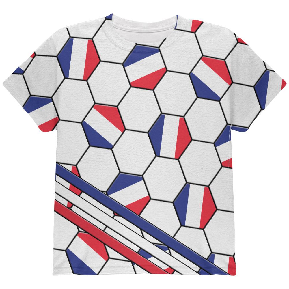 World Cup France Soccer Ball All Over Youth T Shirt Youth T-Shirts Old Glory LG Multi