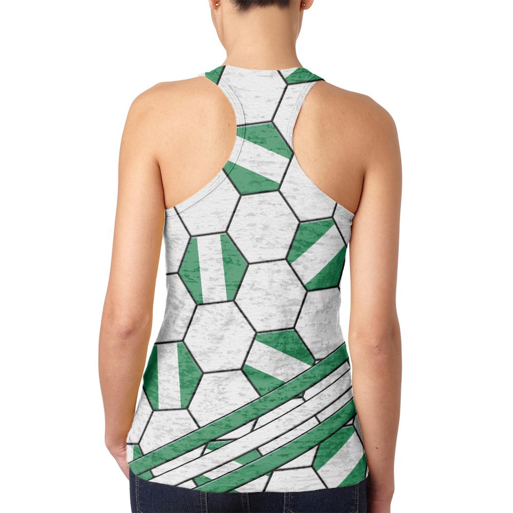 World Cup Nigeria Soccer Ball Juniors Burnout Racerback Tank Top Juniors Tank Tops Old Glory