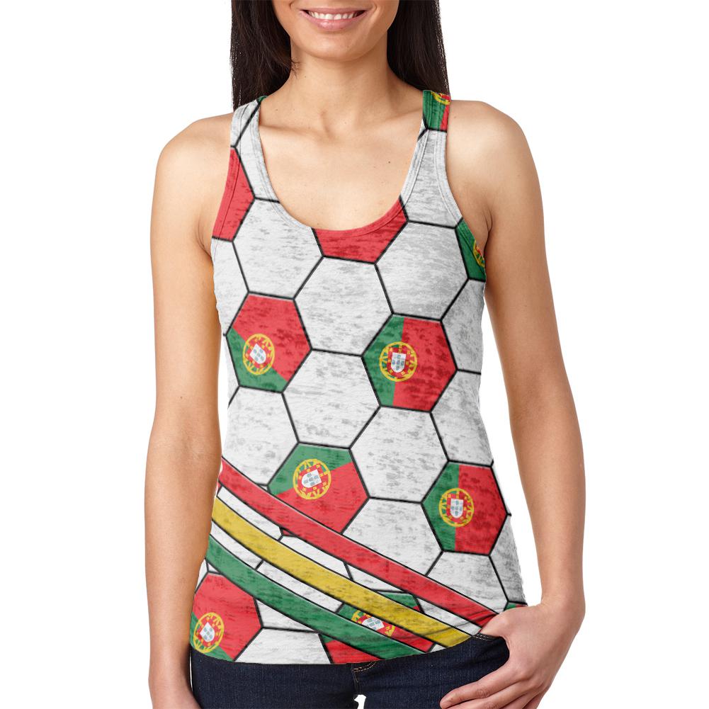 World Cup Portugal Soccer Ball Juniors Burnout Racerback Tank Top Juniors Tank Tops Old Glory 2XL Multi