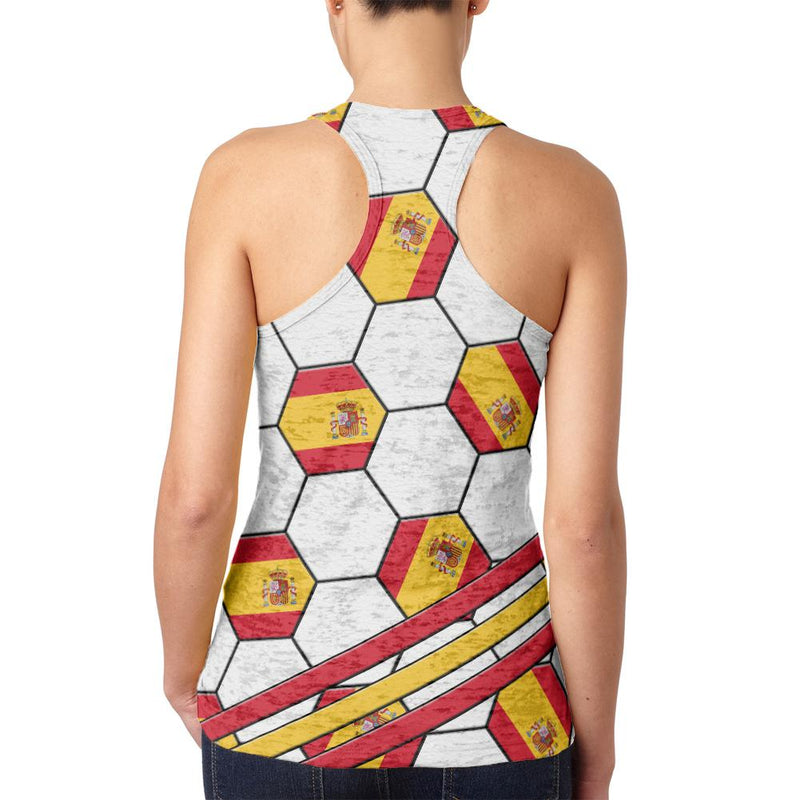 World Cup Spain Soccer Ball Juniors Burnout Racerback Tank Top Juniors Tank Tops Old Glory