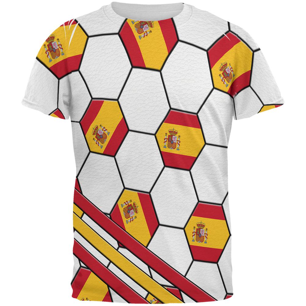 World Cup Spain Soccer Ball All Over Mens T Shirt Men's T-Shirts Old Glory 2XL Multi