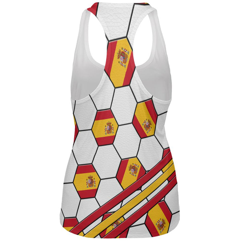 World Cup Spain Soccer Ball All Over Womens Work Out Tank Top Women's Tank Tops Old Glory
